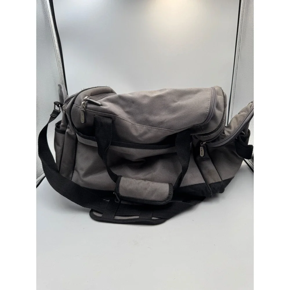 Eddie Bauer Grey Black Ballistic Nylon Duffel Bag Travel Gym Weekender Carry On